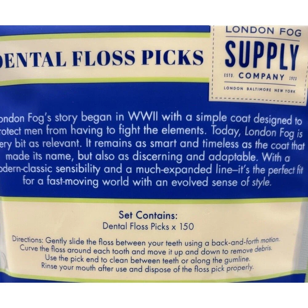 London Fog Supply Dental Floss Picks 150 Count Easy Grip Teeth Cleaning New